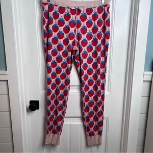 Hanna Andersson Women’s Pink Blue Strawberry Print Pajama Pants. Size Large.